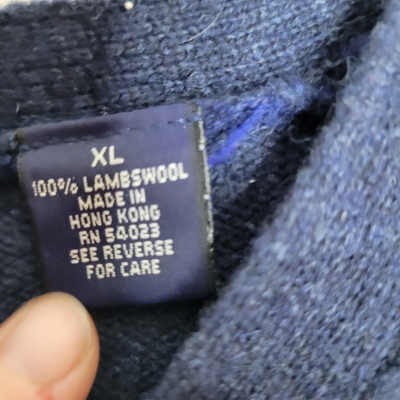 Mens Gap 100% Lambswool Navy V-neck Sweater Vest Size XL - Picture 4 of 6